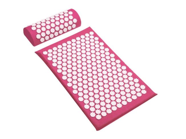BlissPoint Pink Acupressure Yoga Mat & Massage Cushion Set