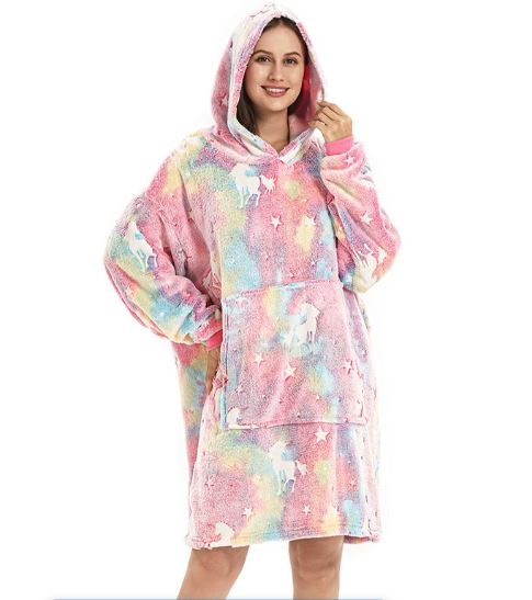 Over Sized Women's Luminous Glow-in-the-Dark Snuggle Jacket - Hoodie Blanket for Lounging & After-Dark  Vibes