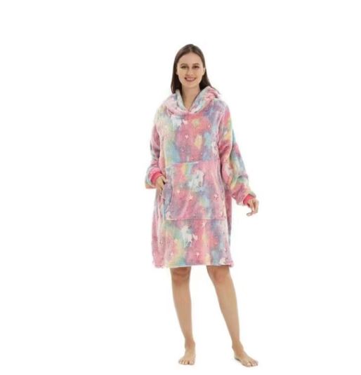 Over Sized Women's Luminous Glow-in-the-Dark Snuggle Jacket - Hoodie Blanket for Lounging & After-Dark  Vibes