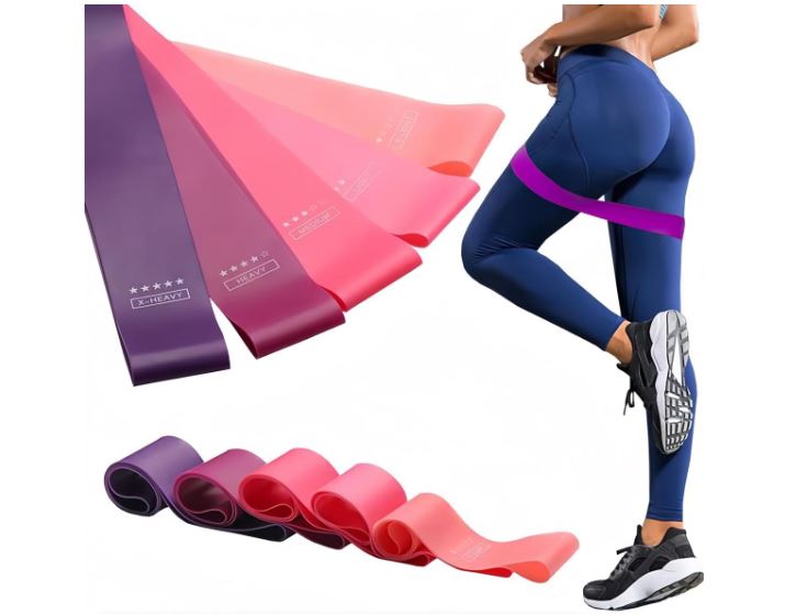 Yoga Circle Fitness Band Loop Exercise Equipment Five-Piece Set - Pink