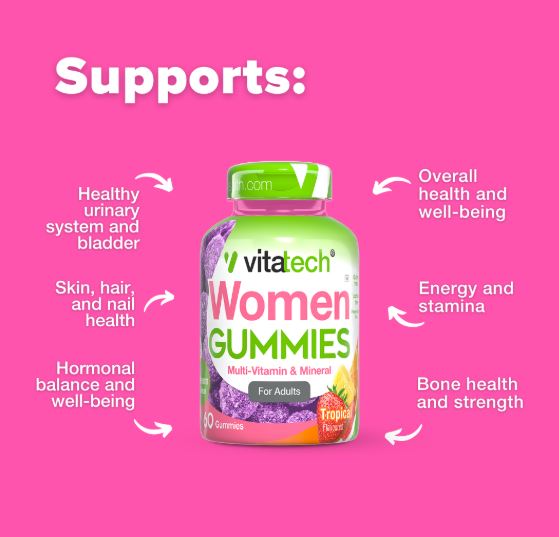 Vitatech Women's Multi Vitamin Gummies - Tropical Fruit Flavor, 60 Count for Daily Energy, Immunity & Wellness Support