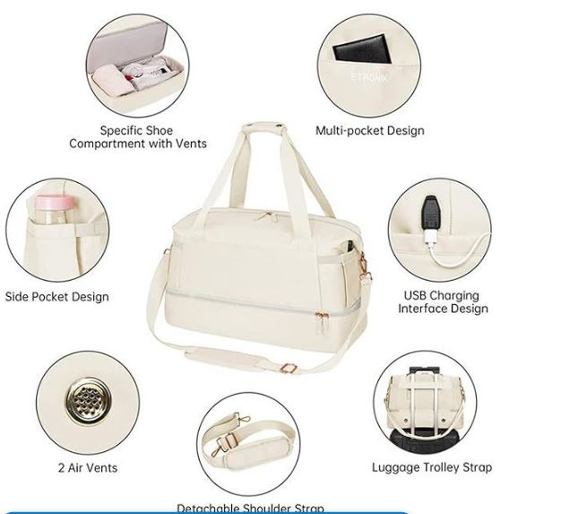 Versatile Gym Bag for Women – Shoe Compartment & Travel Ready