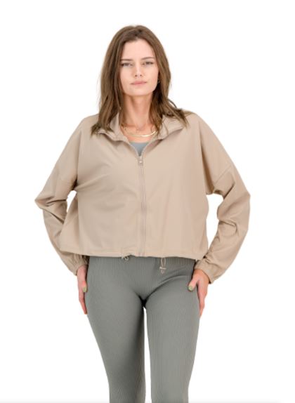 Ladies Super Stretch Cropped Windbreaker - Ultra-Light, Water-Resistant Heat for Fierce Workouts & Street Style