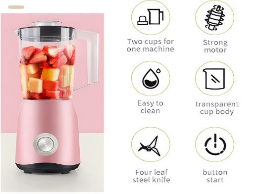 1500W Pink Power Juice Blender – Kitchen Smoothie Mastery