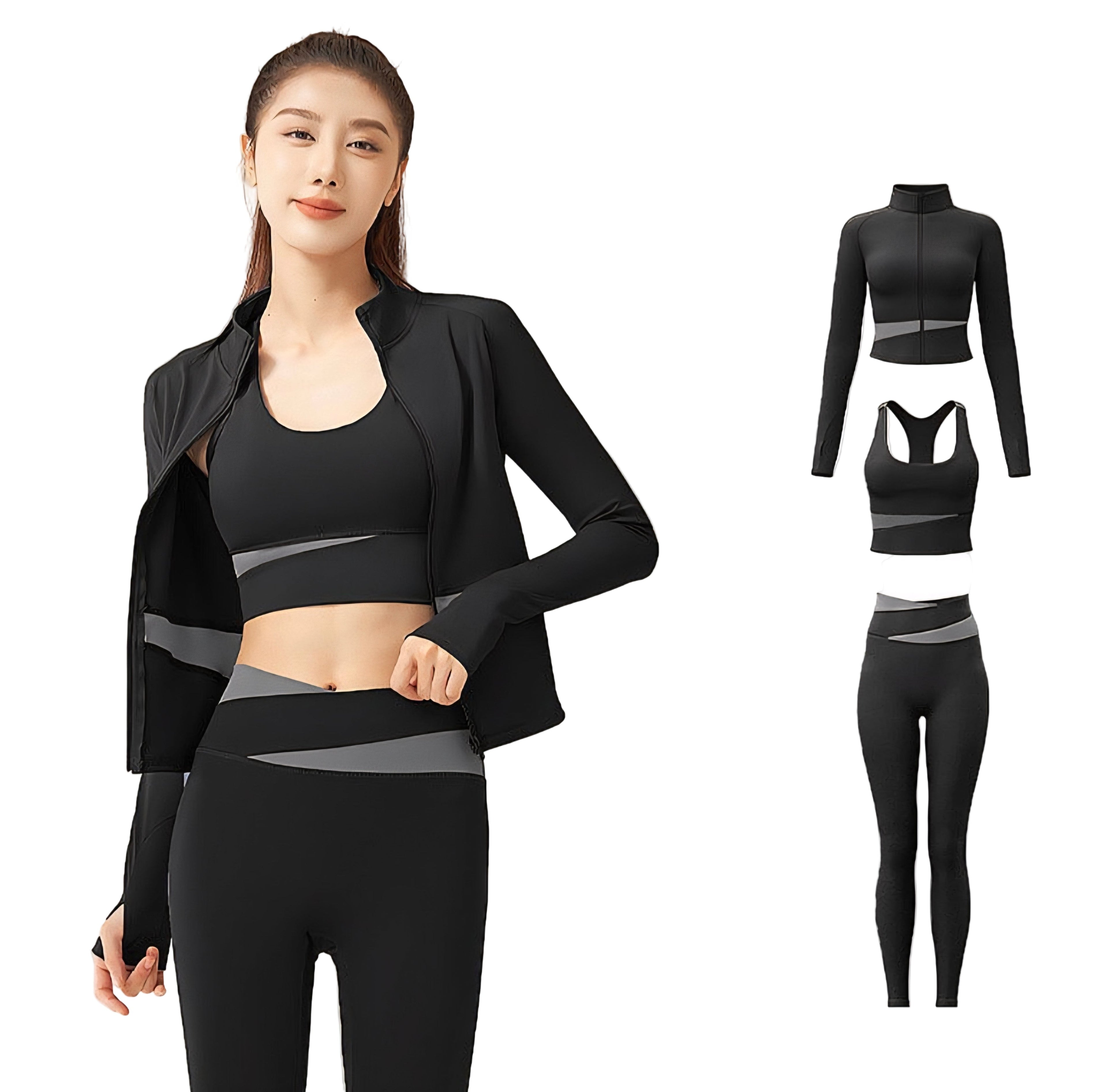 Tracksuits for ladies -sports bra-fitness jacket 3 piece set