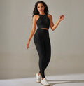 Women Yoga Outfit 2 Piece Set Workout Top and High Waisted Legging Pant